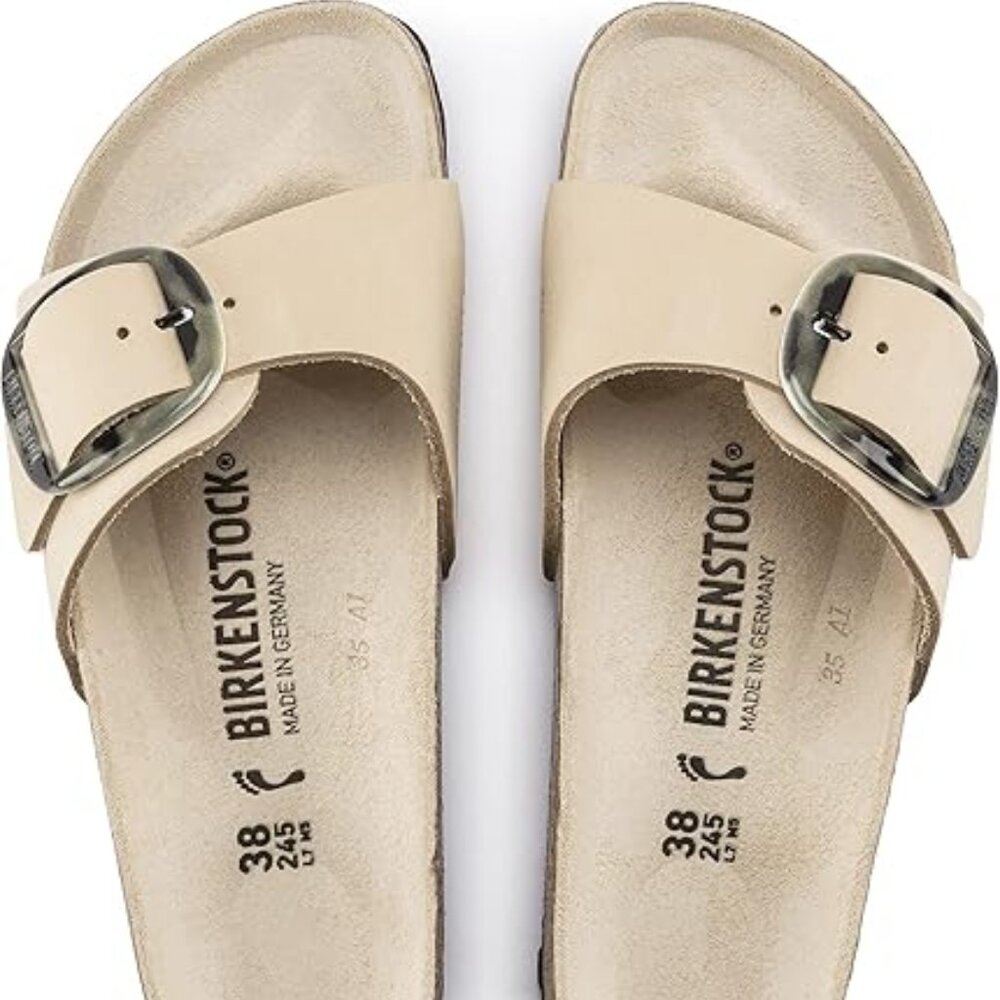 Birkenstock Madrid Big Buckle Sandal Almond Nubuck EU 38, US 7-7.5